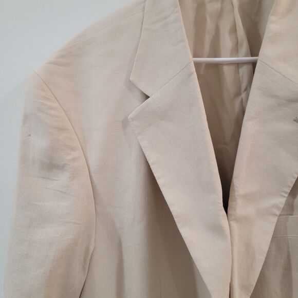 Kings Court Mens Size 52 Tall Linen Blend Blazer Cream - Picture 2 of 12